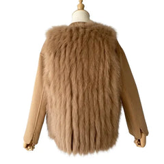 Jacket Vest with Long Sleeves in Natural Fox Fur – Luxurious & Warm