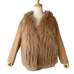 Jacket Vest with Long Sleeves in Natural Fox Fur – Luxurious & Warm