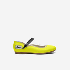 Yellow shoe with a strap on a white background