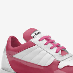 Pink and white sneaker with 'Bytman' branding on a white background