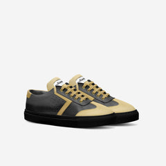 Black and beige sneakers on a white background