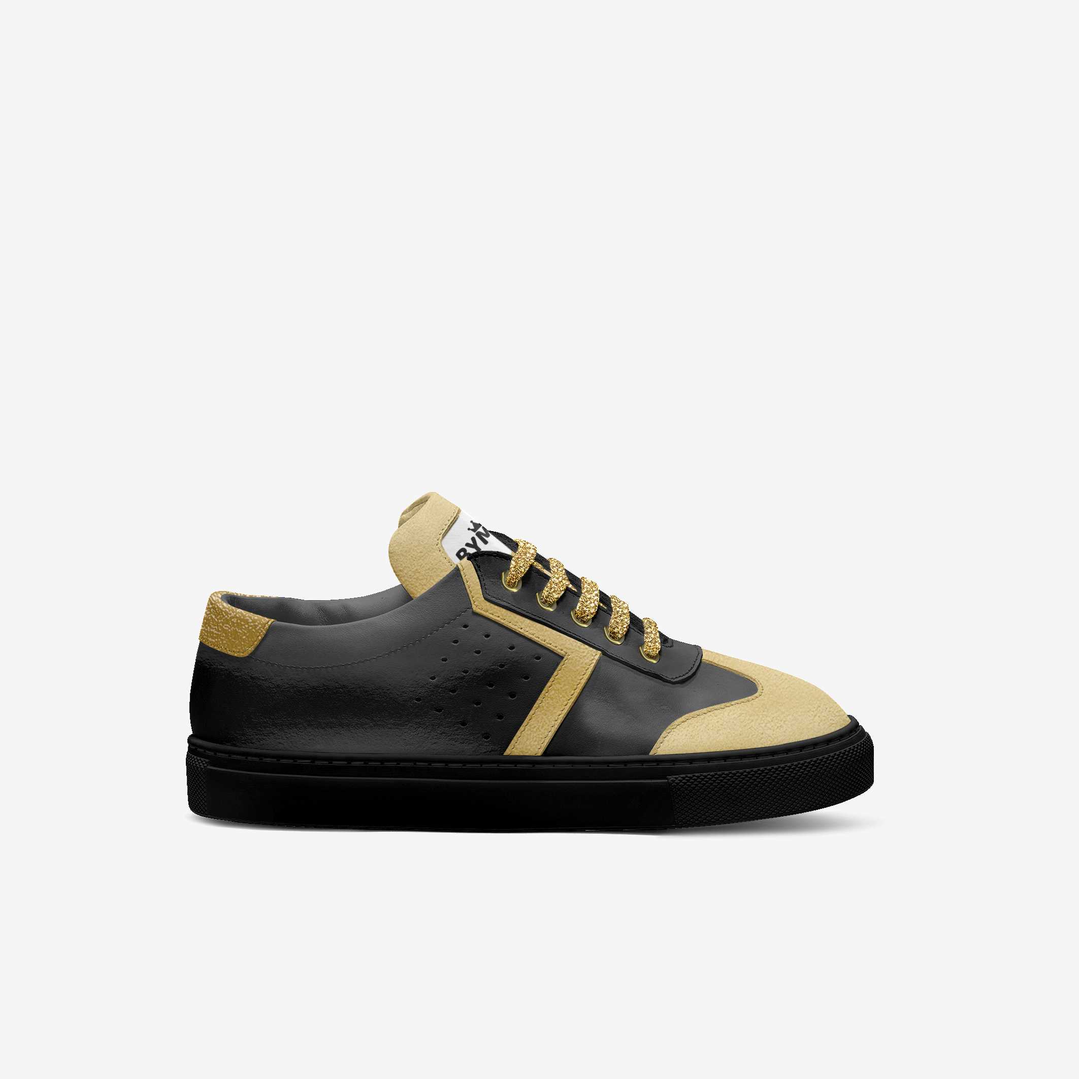 Black and beige sneaker on a white background