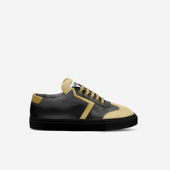 Black and beige sneaker on a white background