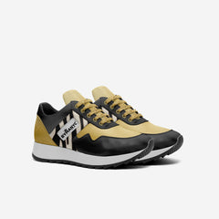 Black and beige sneakers with 'BYBANC' branding on a white background