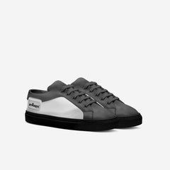 Gray and white sneaker with 'Bryllancy' branding on a white background