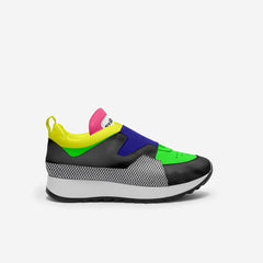 Multicolored sneaker with a white background