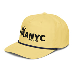 Yellow cap with 'IMANYC New York' text on a white background