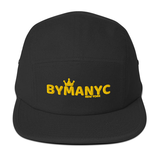Black cap with yellow 'BYMANYC' logo on a white background