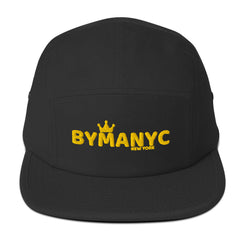 Black cap with yellow 'BYMANYC' logo on a white background