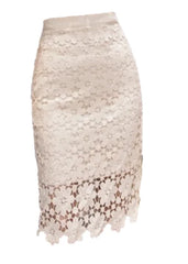 Lace Midi Skirt | Cotton Blend with Empire Waistline 