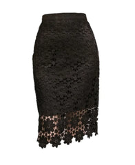 Lace Midi Skirt | Cotton Blend with Empire Waistline 