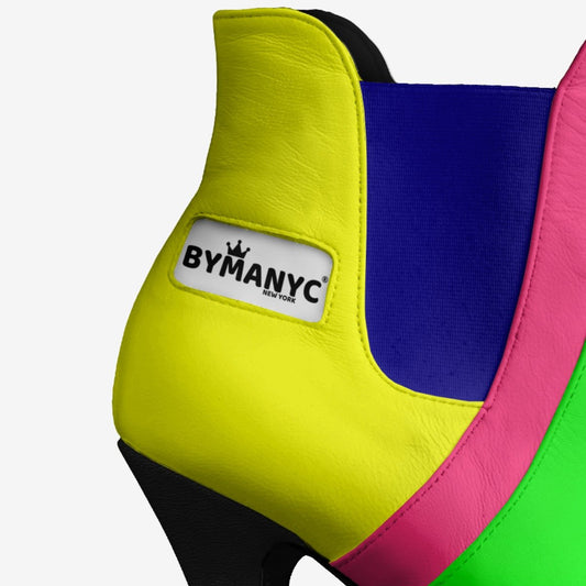 Colorful boxing glove with 'BYMANYC' logo on a white background