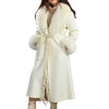 Long cashmere coat with tassels, real fur collar