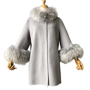 Long sleeve zip-up cashmere coat