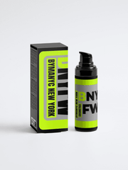 Cosmetic bottle and packaging with 'BYMATIC NEW YORK' branding on a light gray background