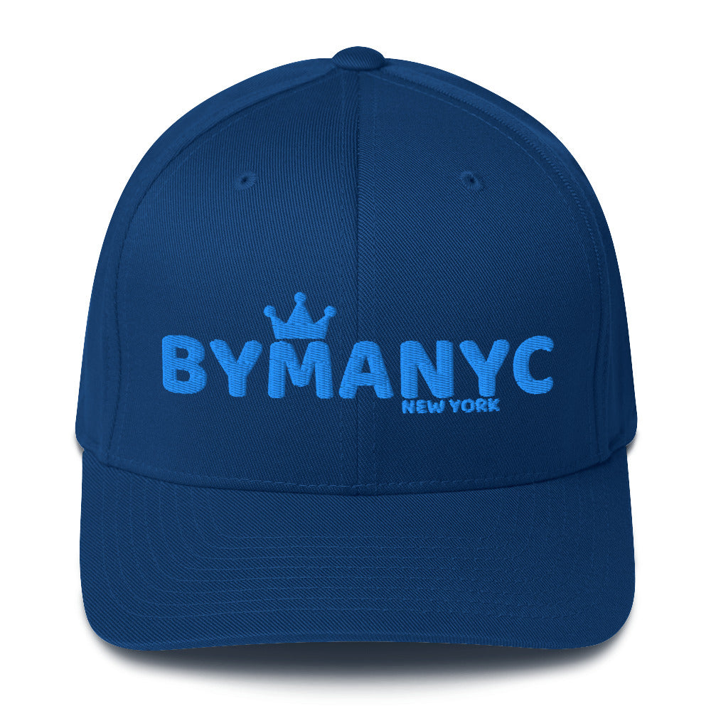 Blue cap with 'BYMANYC New York' text on a white background