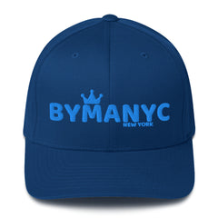 Blue cap with 'BYMANYC New York' text on a white background