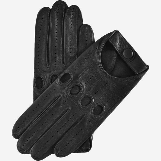 Pair of brown leather gloves on a white background