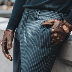 Mario (brown) - Italian lambskin leather driving gloves