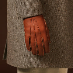 Matteo (brown) - Italian gloves made of American deerskin leather with cashmere lining