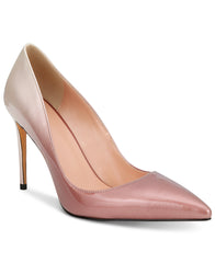 Pink high-heeled shoe on a white background