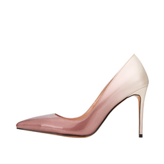 Pink high-heeled shoe on a white background