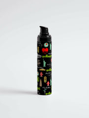 Foam pump with colorful design on a white background