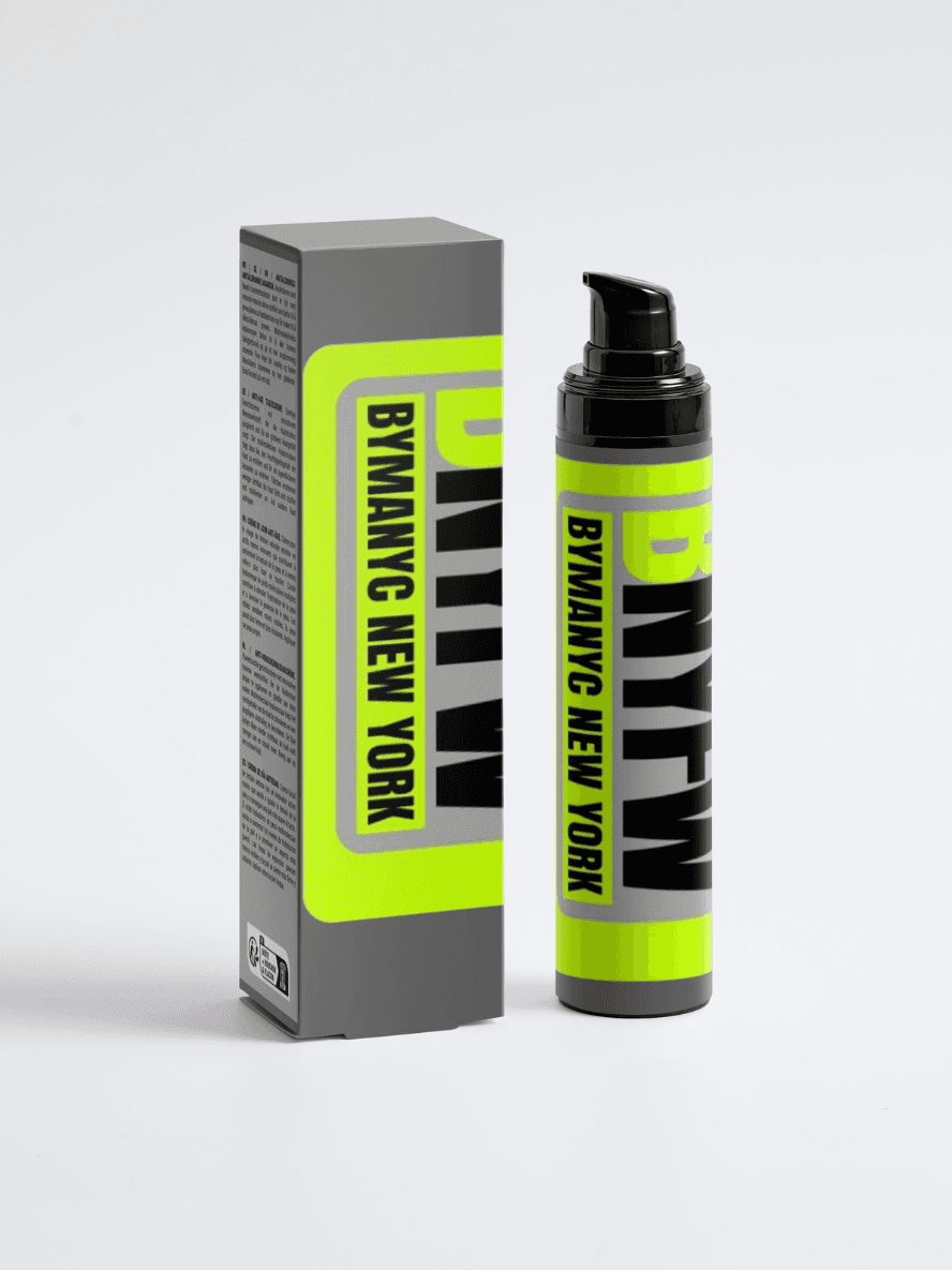 Bymanic New York product packaging with a bottle and box on a light gray background