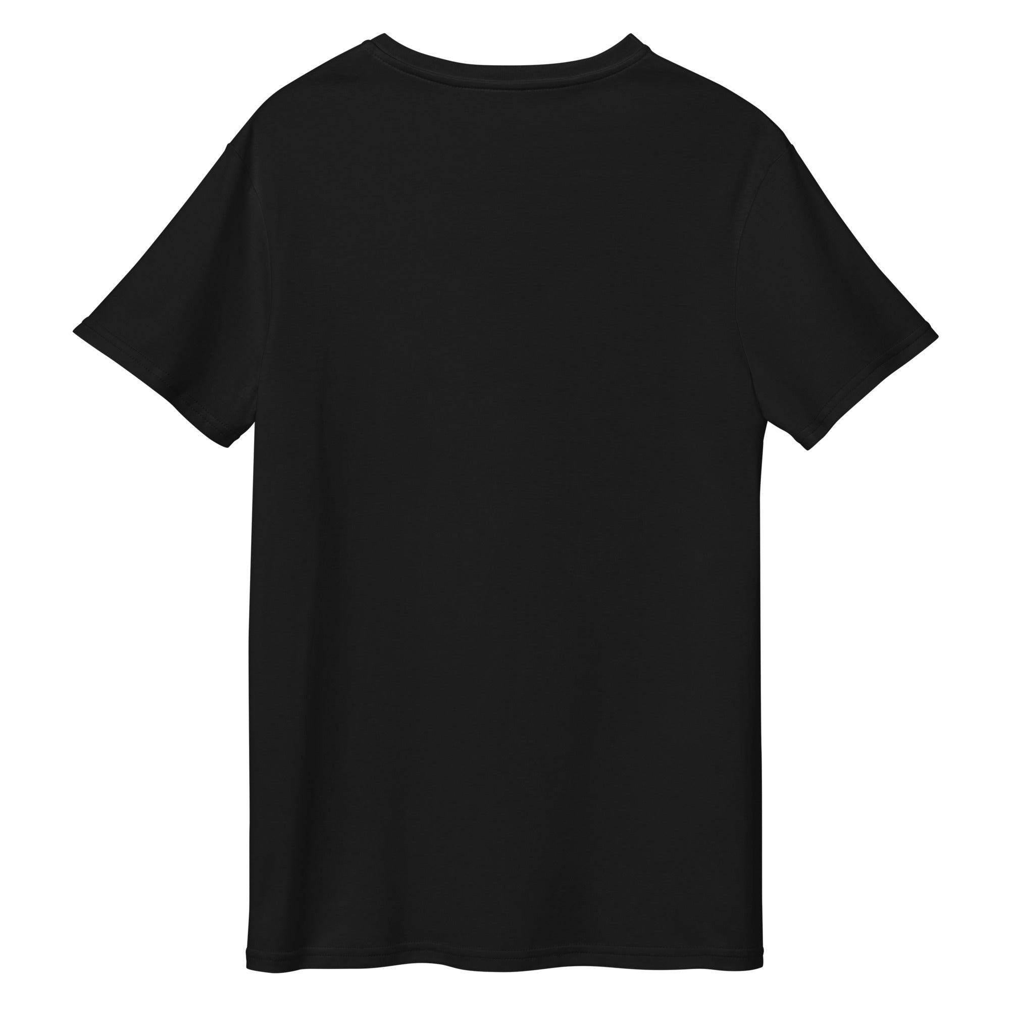 Black t-shirt on a white background