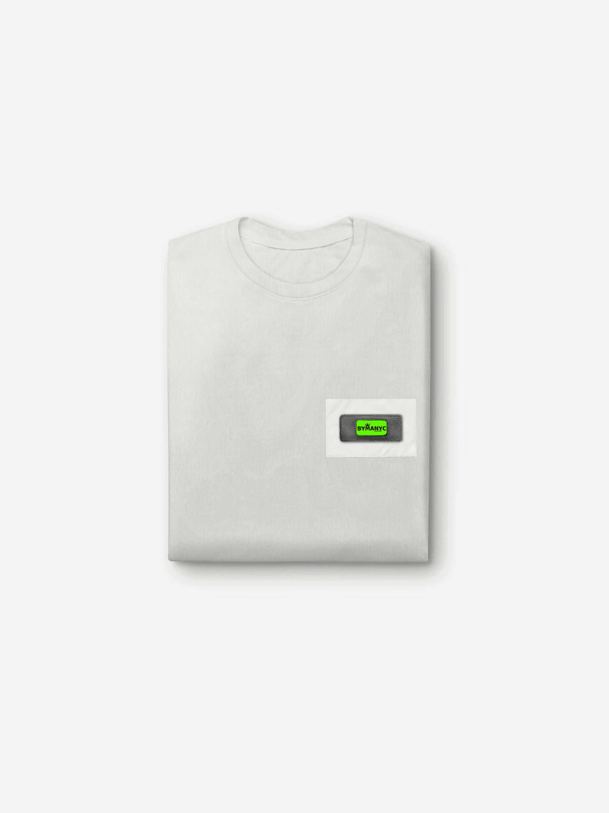 Gray t-shirt with a logo on a white background