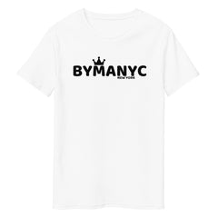 White t-shirt with 'BYMANYC NEW YORK' text on a white background