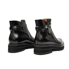 Men's Black Calfskin Buckle Chelsea Boots