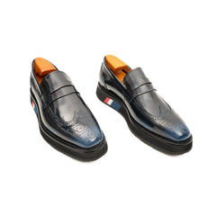 Men's Blue Leather Loafers