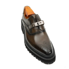Men's Brogue Detail Leather Loafers