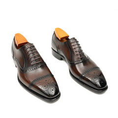 Men's Goodyear Welted Brogue Oxford Shoes Brown