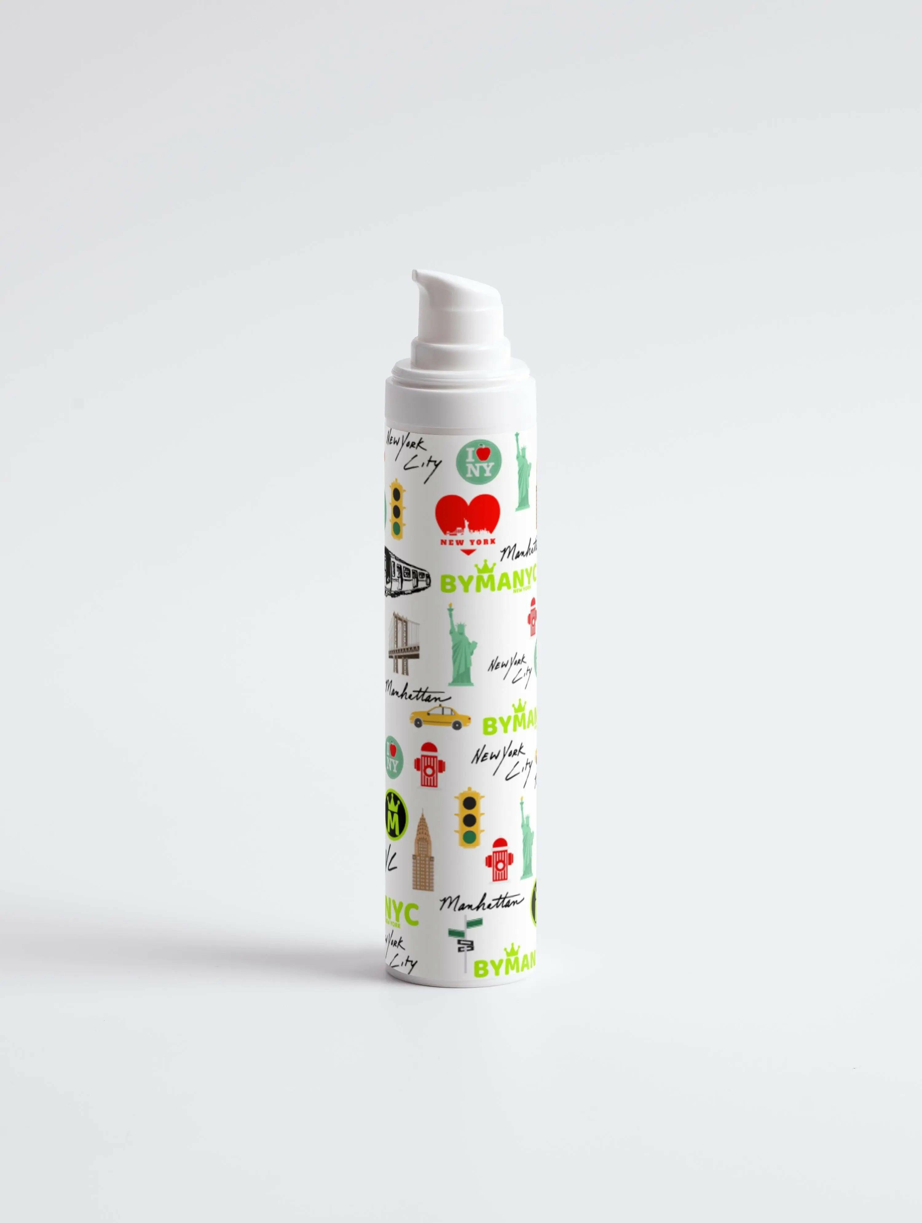 Creme bottle with colorful design on a white background
