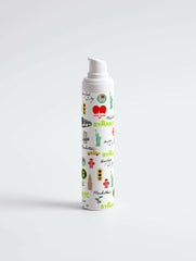 Creme bottle with colorful design on a white background
