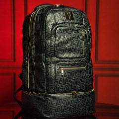 Black Monogram Leather Patented Carry-On Backpack