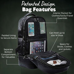 Grey Leather Carry-On Patented Backpack