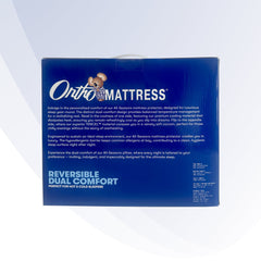 Ortho Mattress packaging with text on a white background