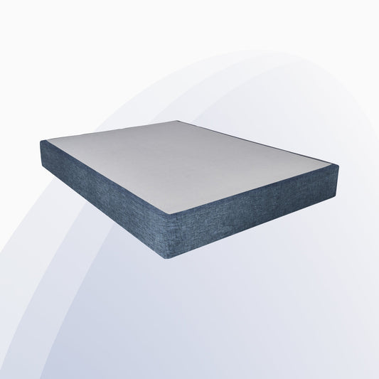 Square foam block with blue and gray pattern on a white background