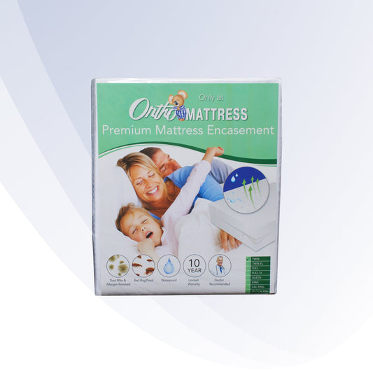 Onto Mattress Premium Mattress Encasement packaging on a white background