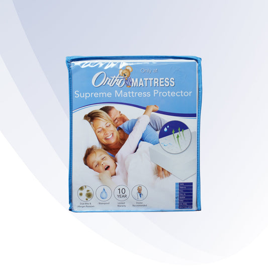 Ortho Mattress Supreme Mattress Protector packaging on a white background