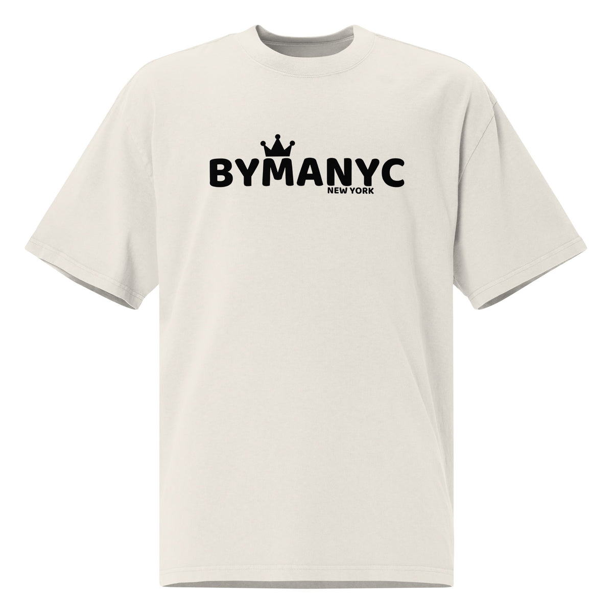 White t-shirt with 'BYMANYC New York' text on a white background