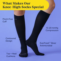 Knee-High Compression Socks - 3 Pack Solids