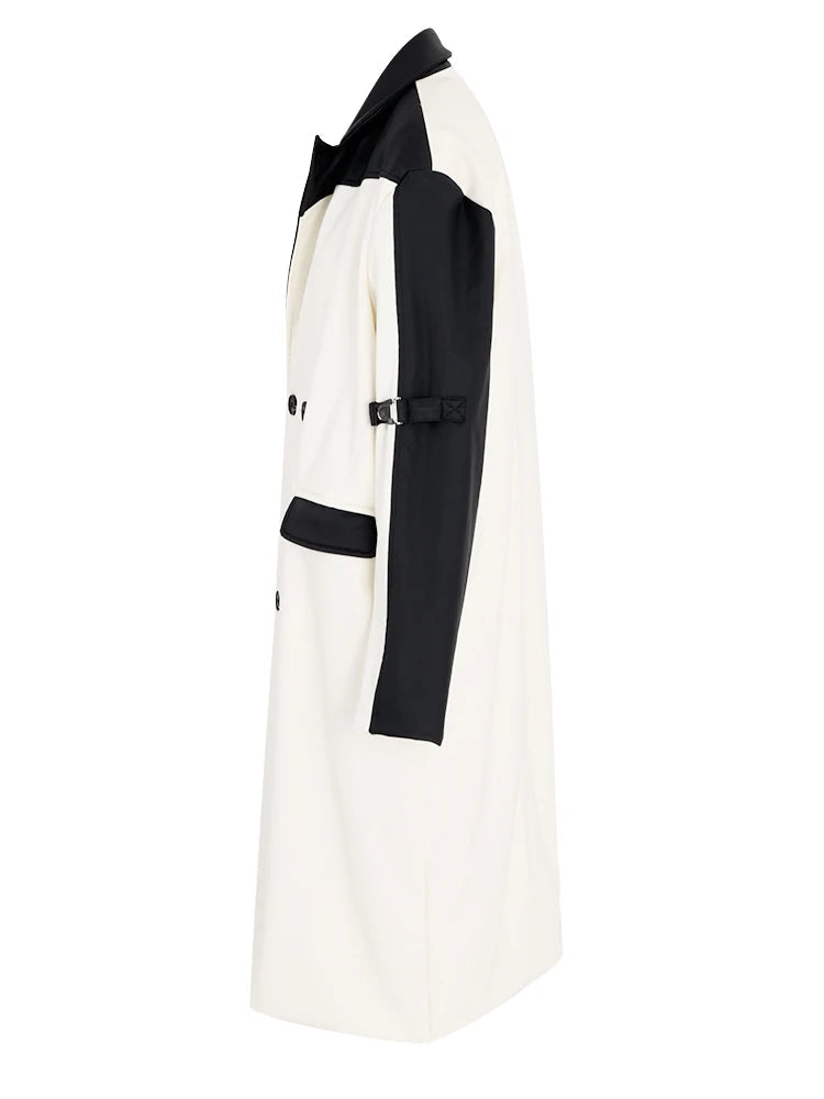 White coat with black accents on a white background