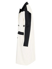 White coat with black accents on a white background