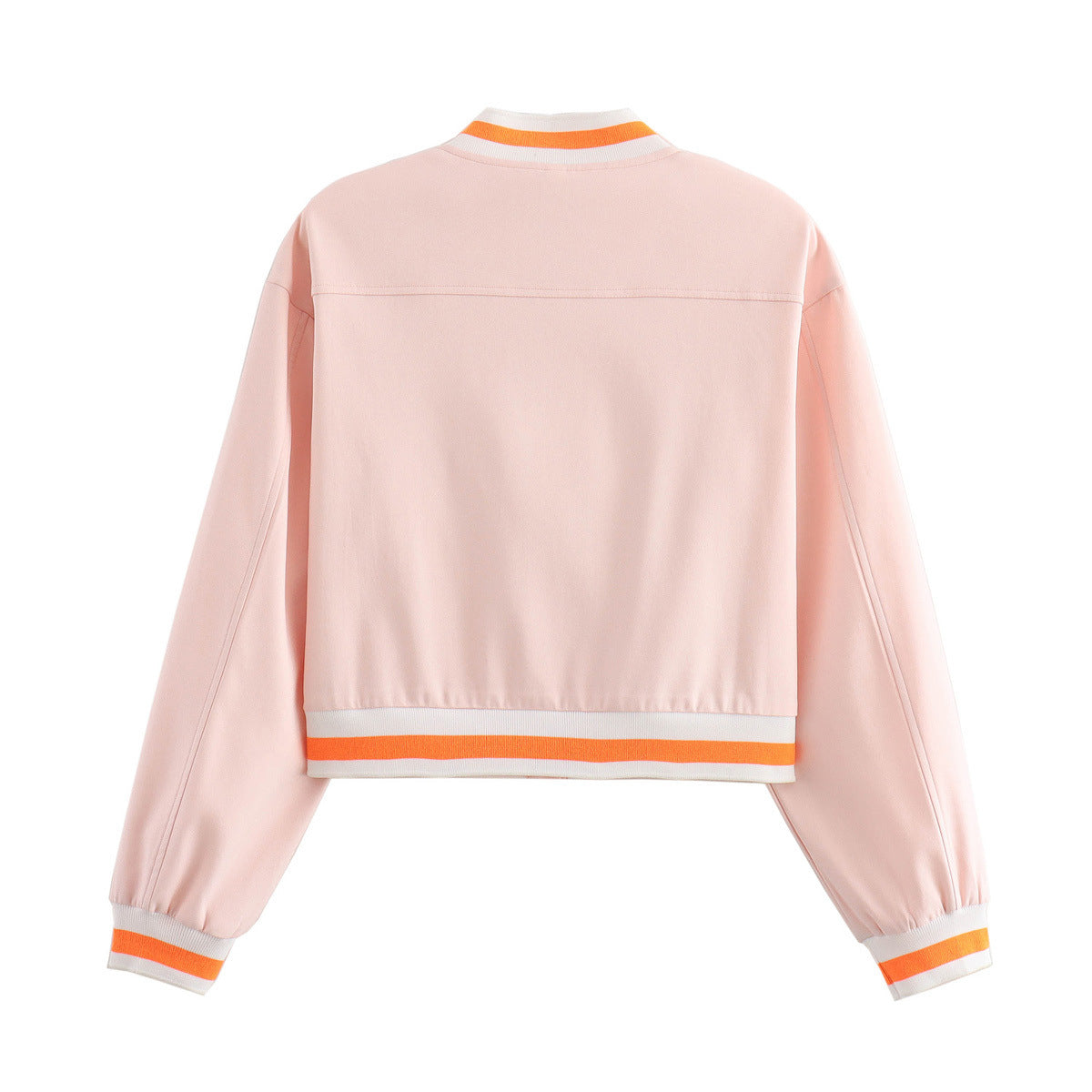 Light pink jacket with orange accents on a white background