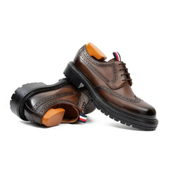 Premium Men's Classic Derby Brogue Shoes Coffee