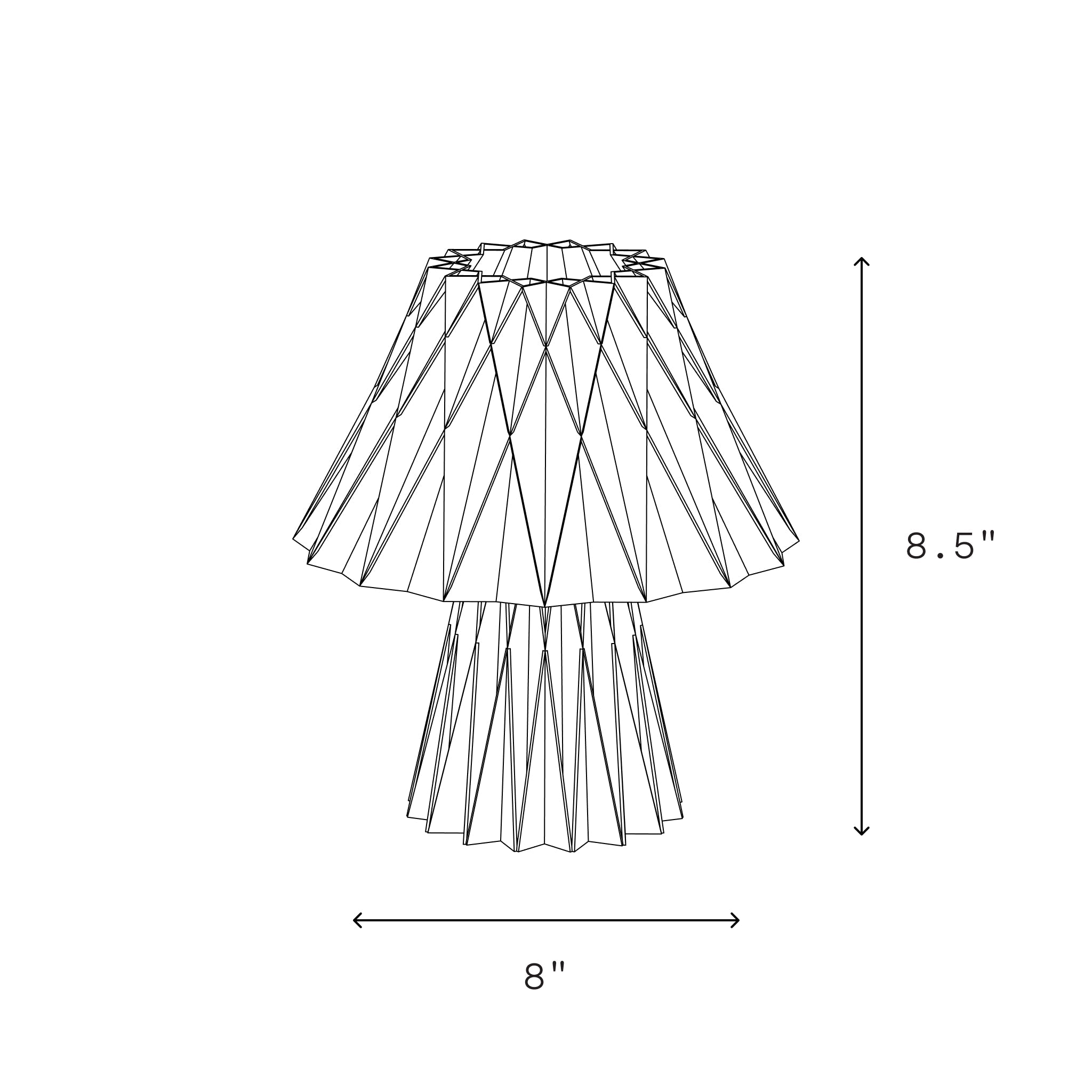 Line drawing of a lampshade with dimensions labeled